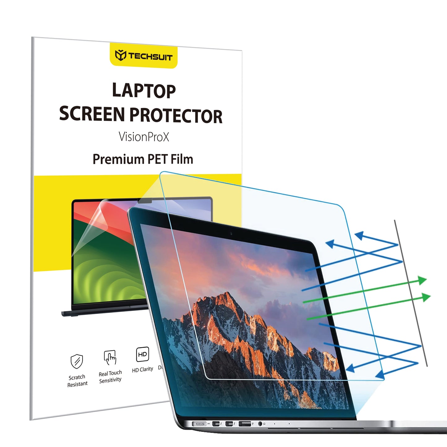 Bildschirmschutzfolie Anti-Blau-Licht Techsuit VisionProX für Laptop 15,6 Zoll, Kunststoff