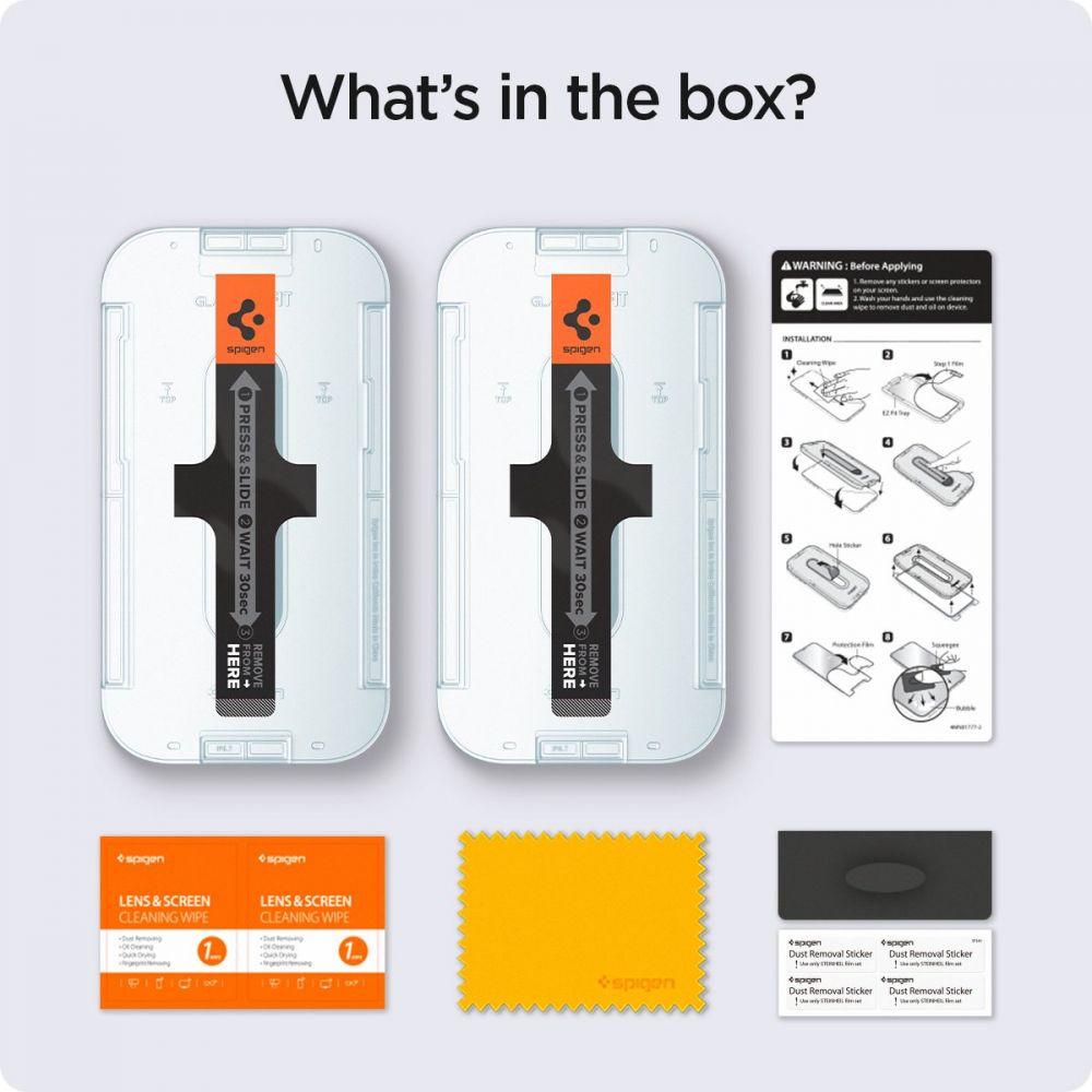 Privacy-Schutzfolie Spigen GlastR EZ FIT für Apple iPhone 17e / 16e / 14 / 13 Pro, gehärtetes Glas, Full Glue, 2er-Set AGL03388