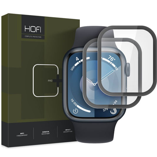 Film protecteur HOFI Hybrid PRO+ pour Apple Watch 45mm Series, lot de 2 pièces, plastique, noir