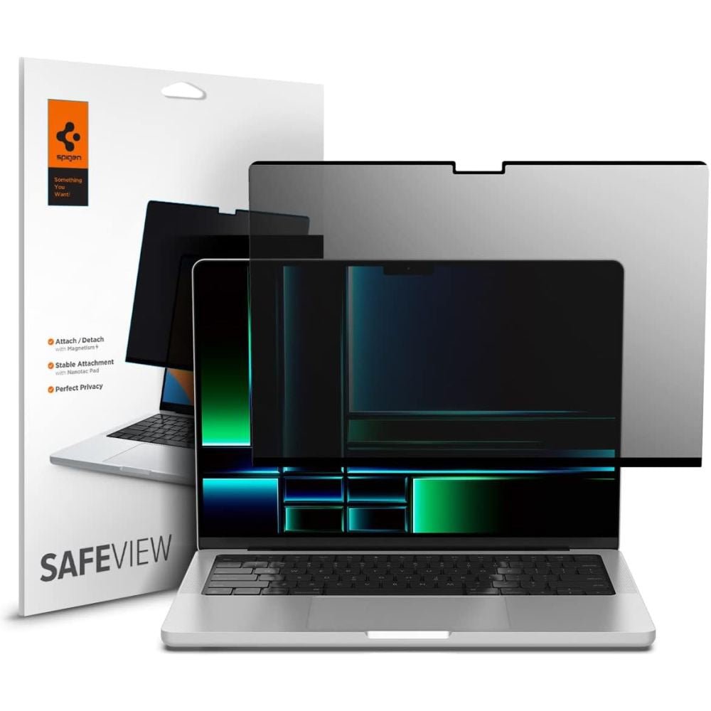 Spigen Safe View Magnetic Privacy Screen Protector for Apple MacBook Pro 14inch (2022) / (2024) / (2023) / (2021), Plastic AFL06158
