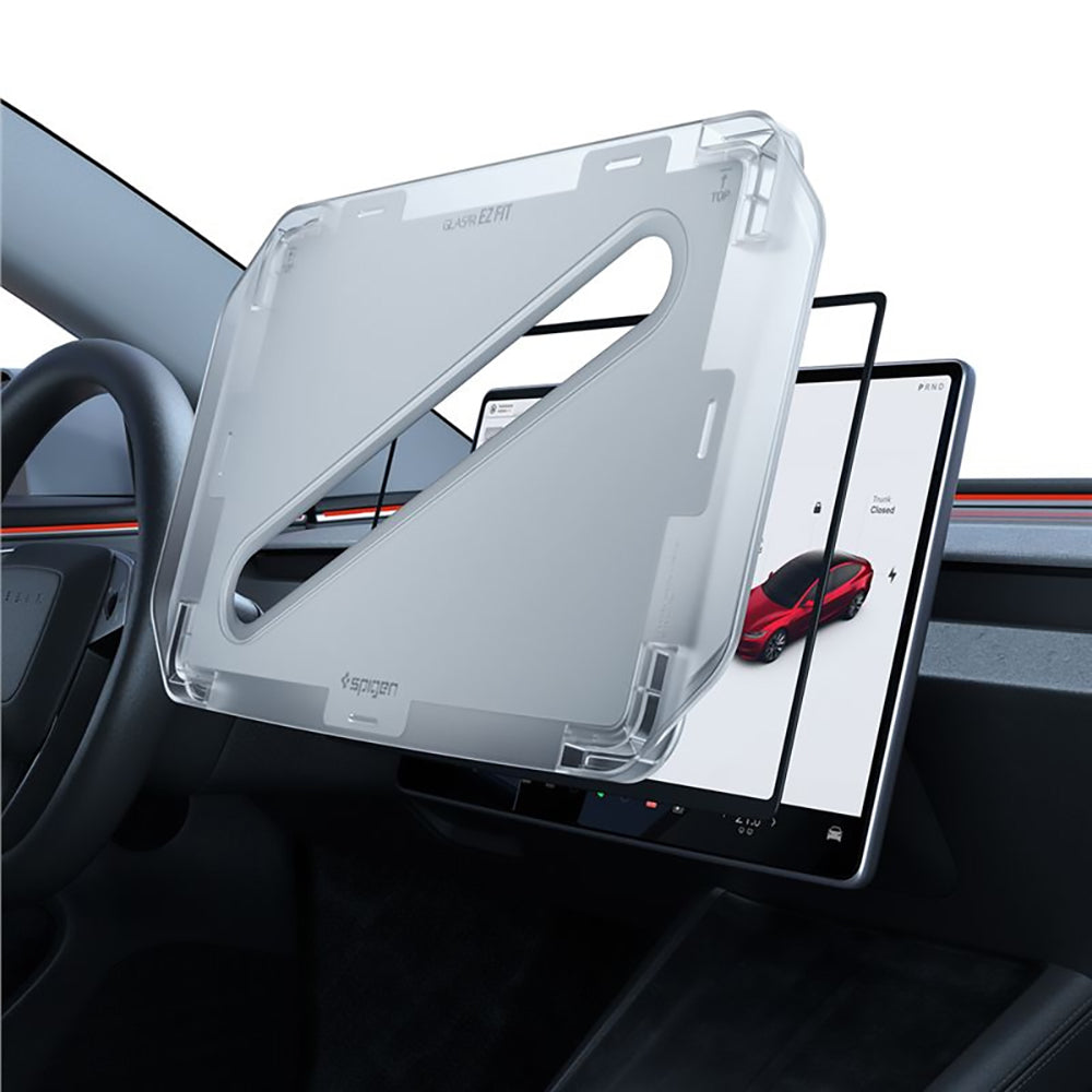 Film de protection Spigen GlastR EZ FIT pour navigation Tesla Y (2026 / 2025) / 3 (2026 / 2025 / 2024), Verre trempé AGL10654