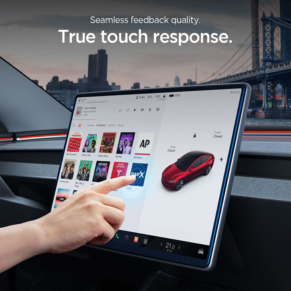 Film de protection Spigen GlastR EZ FIT pour navigation Tesla Y (2026 / 2025) / 3 (2026 / 2025 / 2024), Verre trempé AGL10654