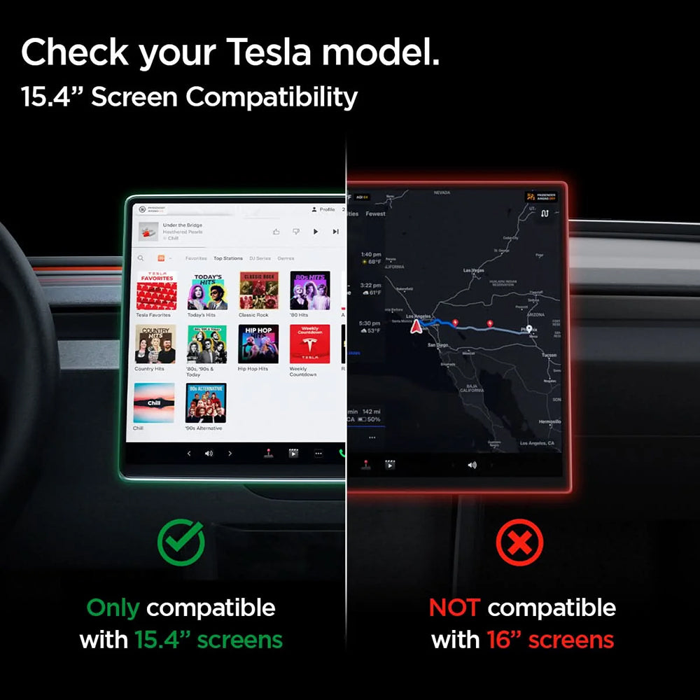 Film de protection Spigen GlastR EZ FIT pour navigation Tesla Y (2026 / 2025) / 3 (2026 / 2025 / 2024), Verre trempé AGL10654