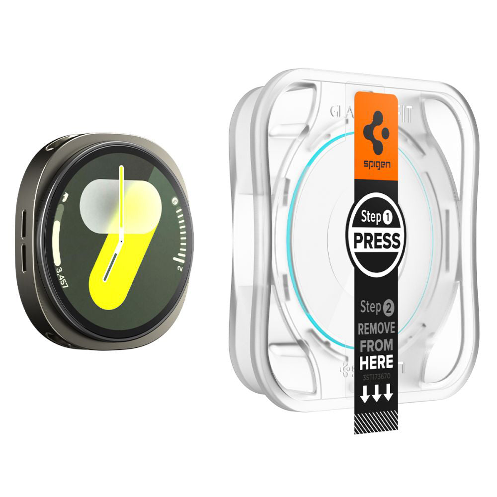 Spigen GlastR EZ FIT Beschermfolie voor Samsung Galaxy Watch8 40mm, Set van 2 stuks, Gehard Glas AGL09876