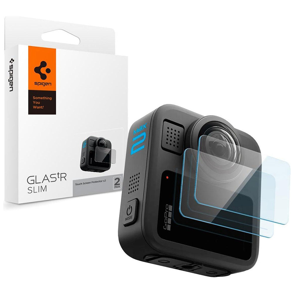 Film de protection d'écran Spigen GlastR Slim pour GoPro Max 2, Set de 2 pièces, Verre Trempé AGL11230