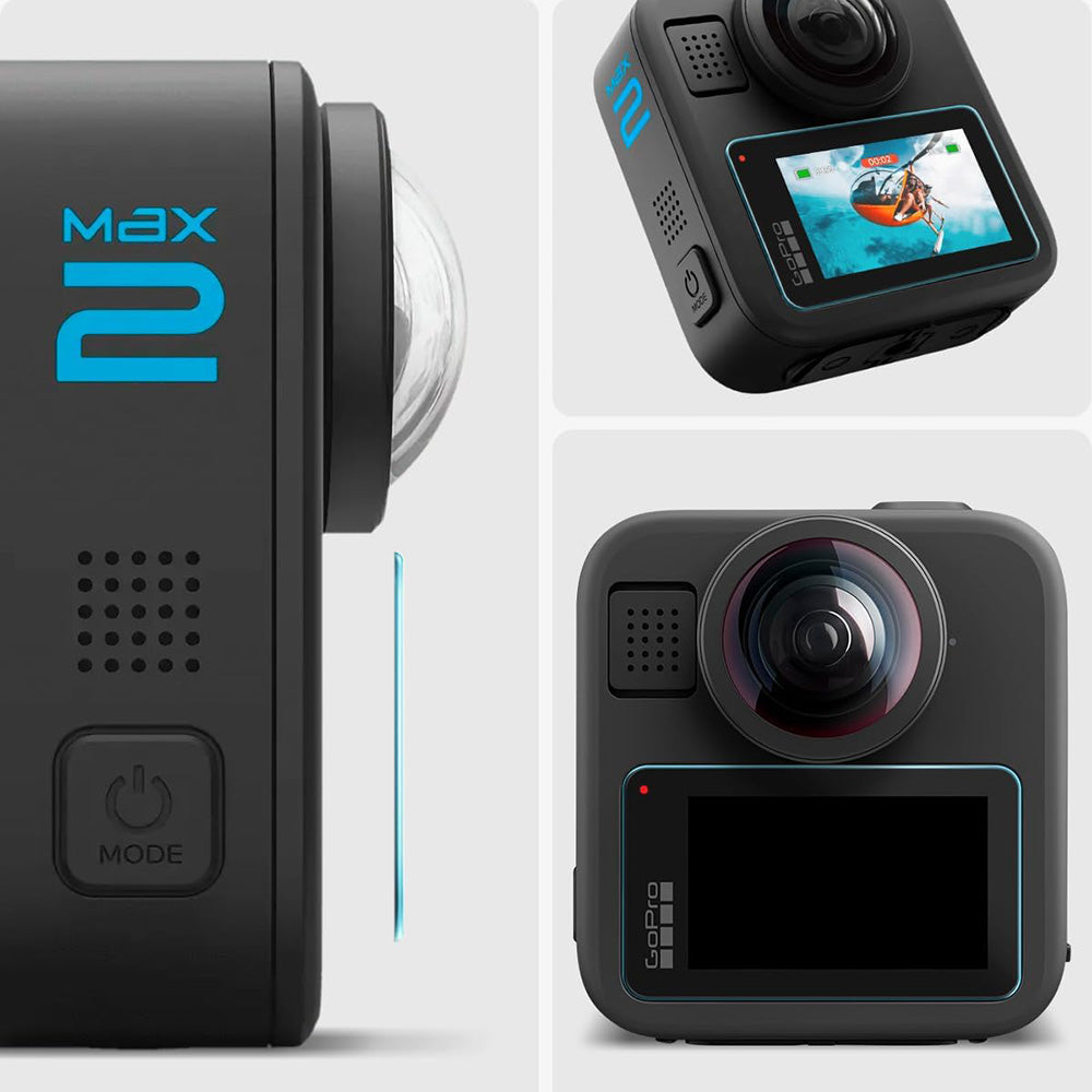 Film de protection d'écran Spigen GlastR Slim pour GoPro Max 2, Set de 2 pièces, Verre Trempé AGL11230