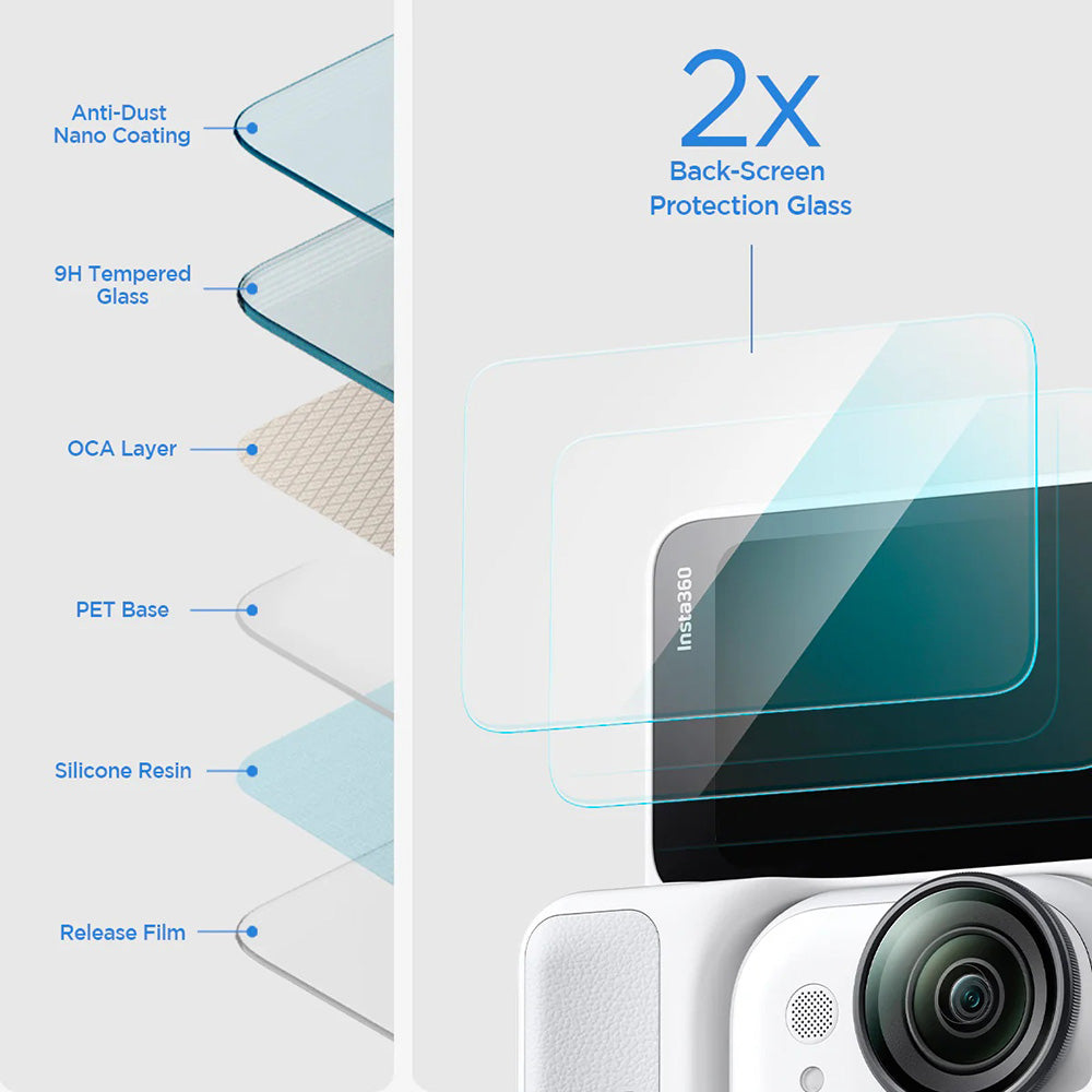Schutzfolie Spigen GlastR Slim für Insta360 Go Ultra, gehärtetes Glas, Set 2 Stück AGL11171