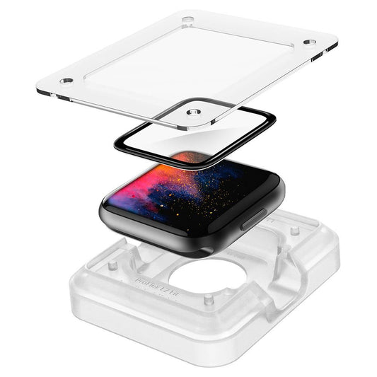 Spigen ProFlex EZ FIT Beschermfolie voor Apple Watch 44mm Series, Set van 2 Stuks, Flexibel Glas, Zwart