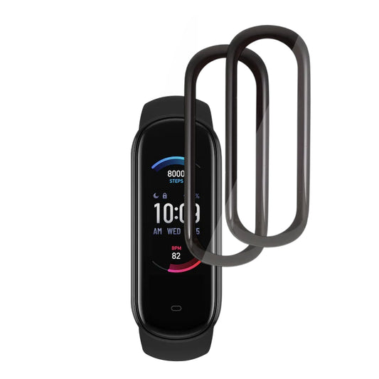 Beschermfolie Techsuit Nano Flex voor Amazfit Band 5, Set van 2 stuks, Plastic, Zwart
