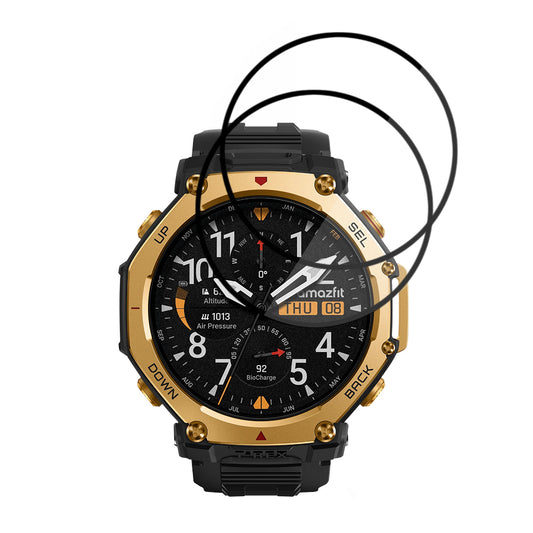 Techsuit Nano Flex Beschermfolie voor Amazfit T-Rex 3 Pro 48mm, Set van 2 stuks, Plastic, Zwart