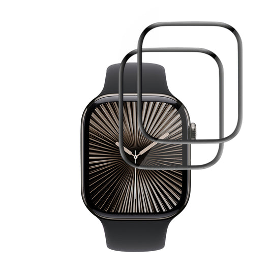 Techsuit Nano Flex Beschermfolie voor Apple Watch Series 10 / 11 42mm, Set van 2 stuks, Plastic, Zwart