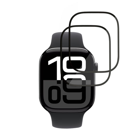 Techsuit Nano Flex Beschermfolie voor Apple Watch Series 10 / 11 46mm, Set van 2 stuks, Plastic, Zwart