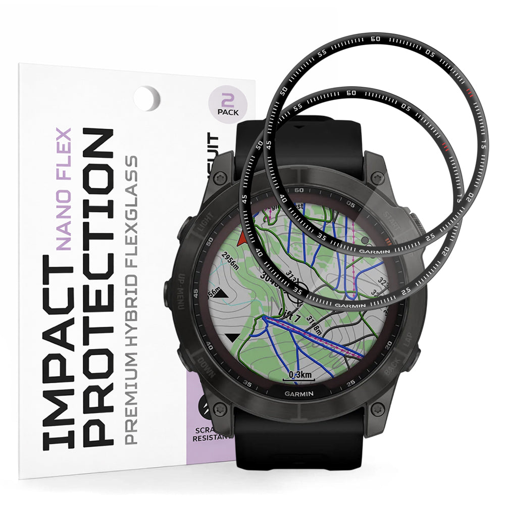 Techsuit Nano Flex Beschermfolie voor Garmin Fenix 7X, Set van 2 stuks, Plastic, Zwart