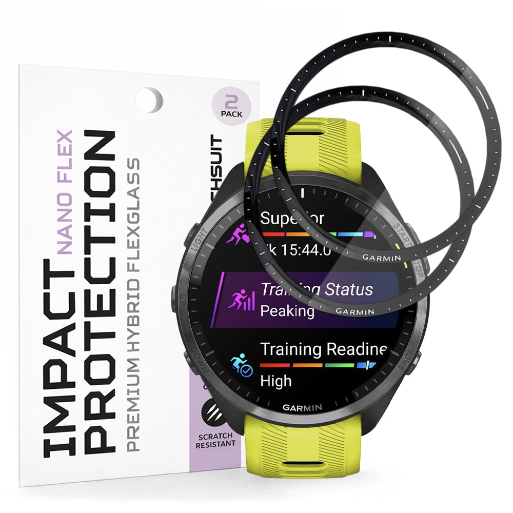 Film de protection Techsuit Nano Flex pour Garmin Forerunner 965, Set de 2 pièces, Plastique, Noir