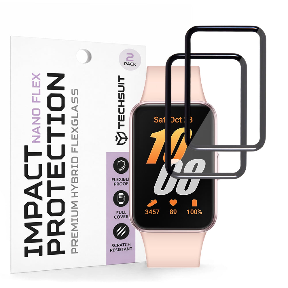 Techsuit Nano Flex Beschermfolie voor Samsung Galaxy Fit3 R39M, Set van 2 stuks, Plastic, Zwart