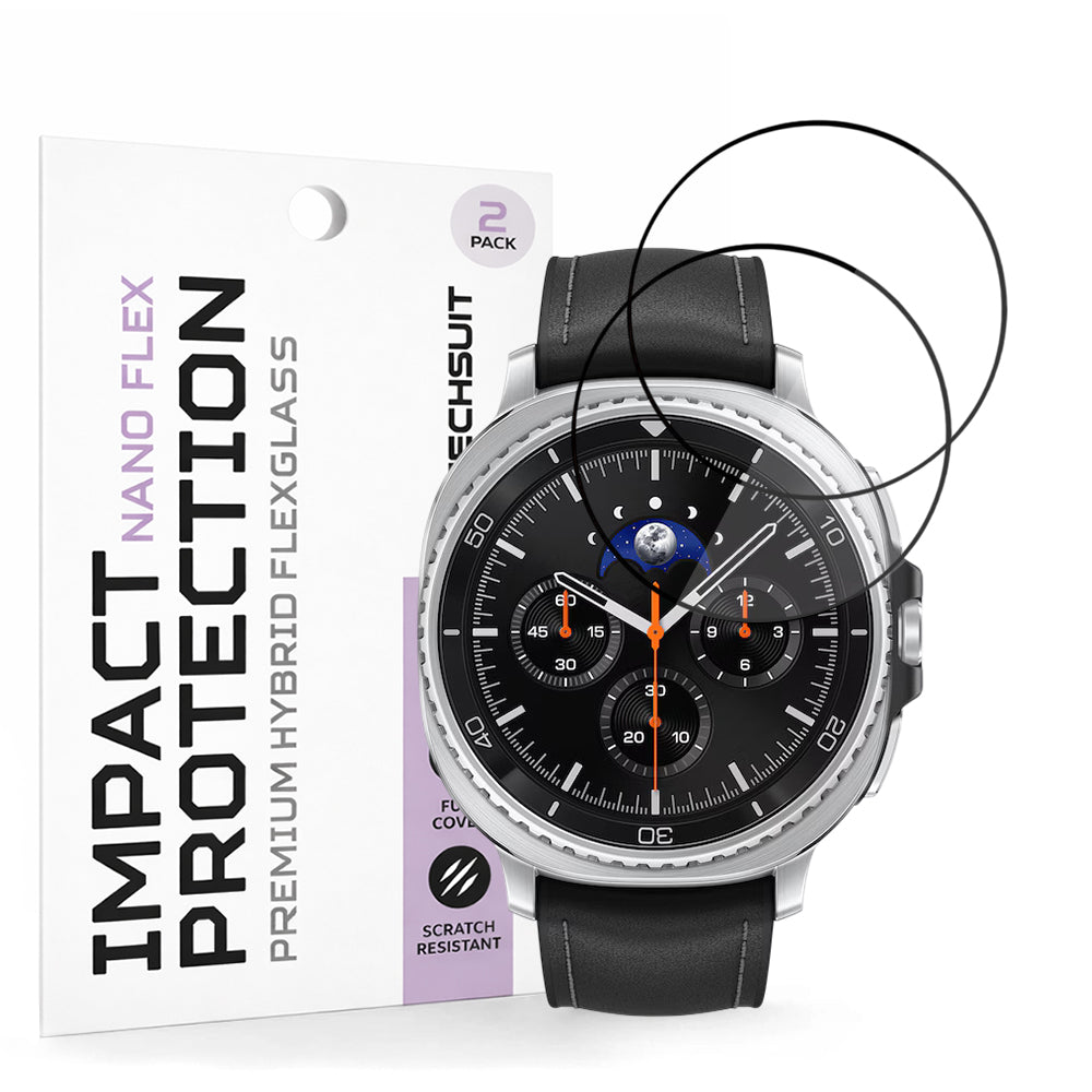 Schutzfolie Techsuit Nano Flex für Samsung Galaxy Watch8 Classic, Set 2 Stück, Kunststoff, Schwarz