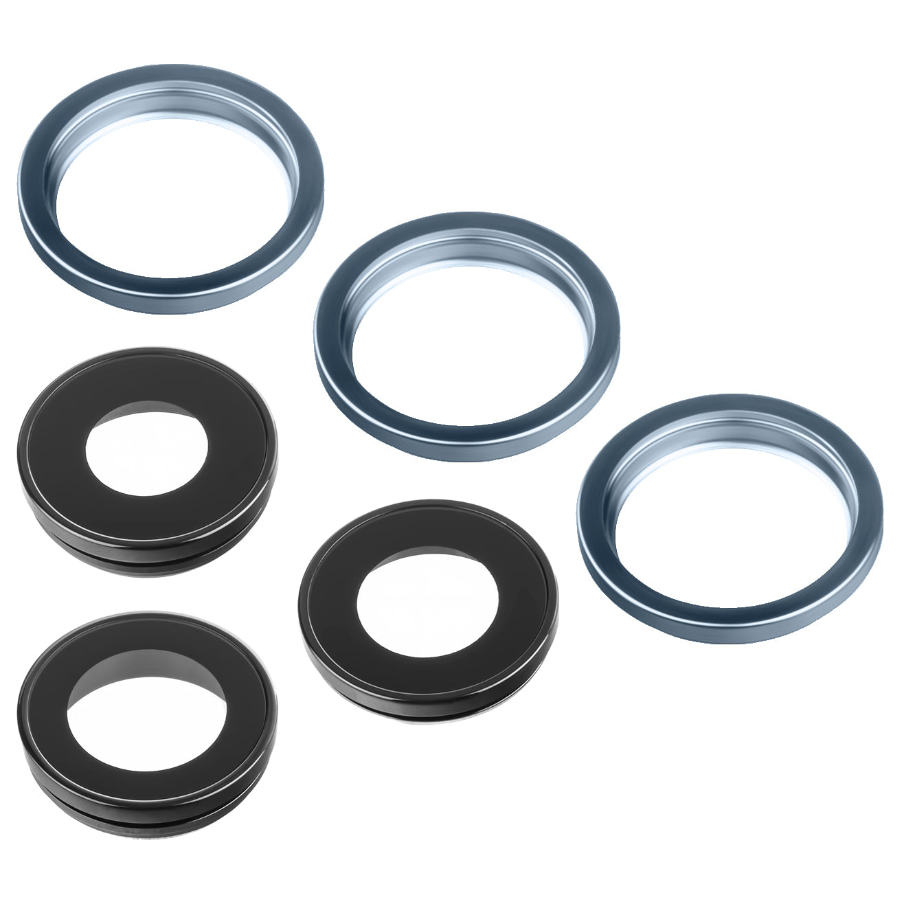 Rückkamera-Glas Apple iPhone 12 Pro Max, Weitwinkel + Ultraweitwinkel + Tele, mit Rahmen, Blau