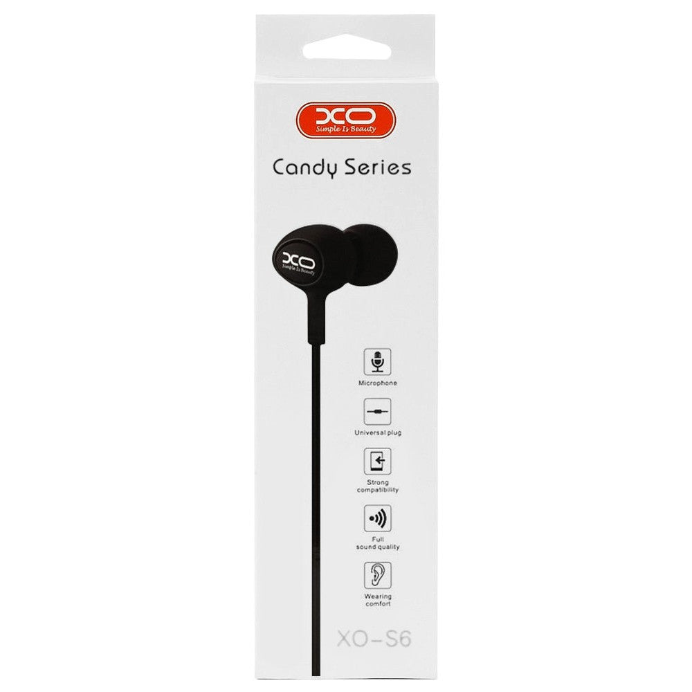 Handsfree 3.5mm XO Design S6, Zwart