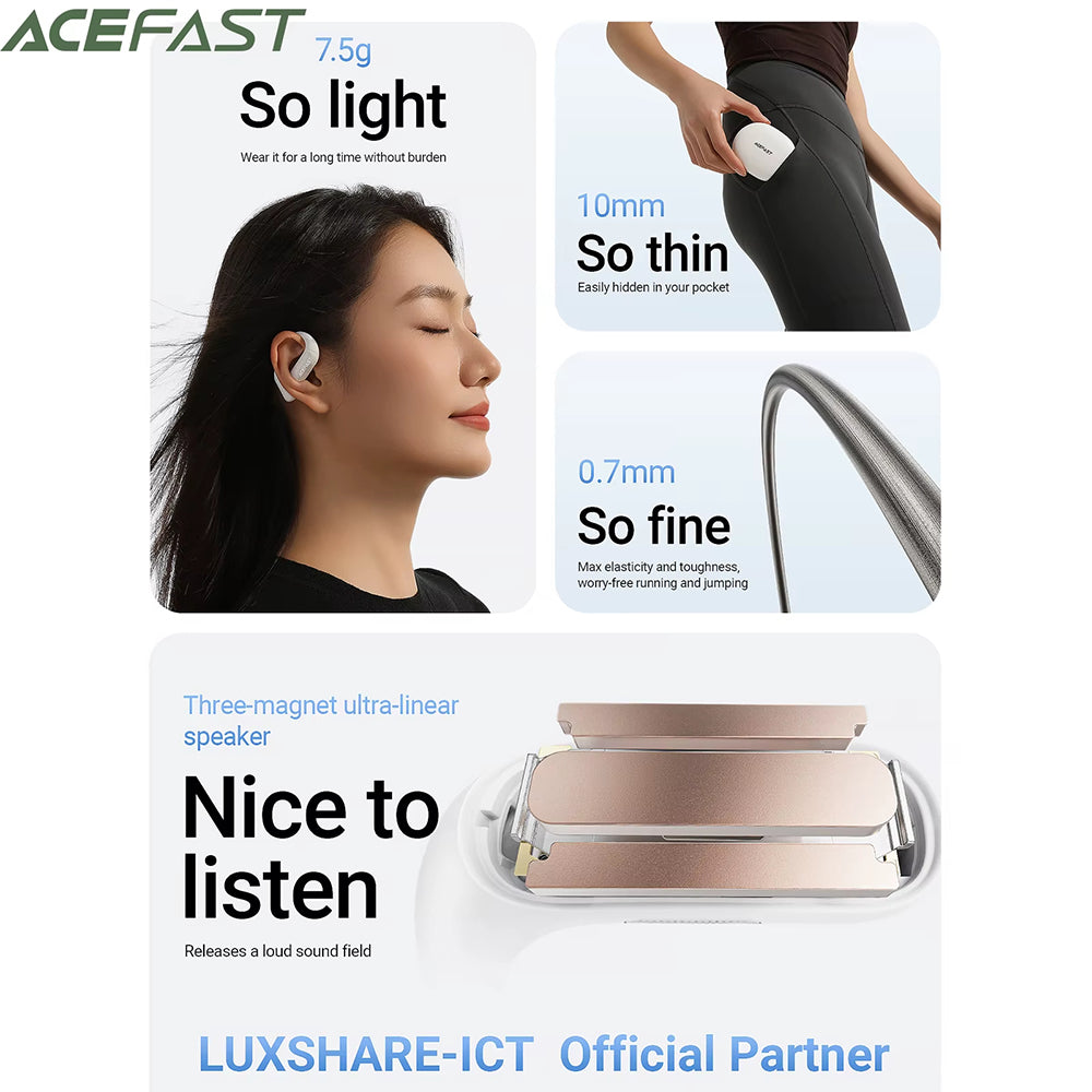Handsfree Bluetooth Acefast FA002, TWS, Blanc