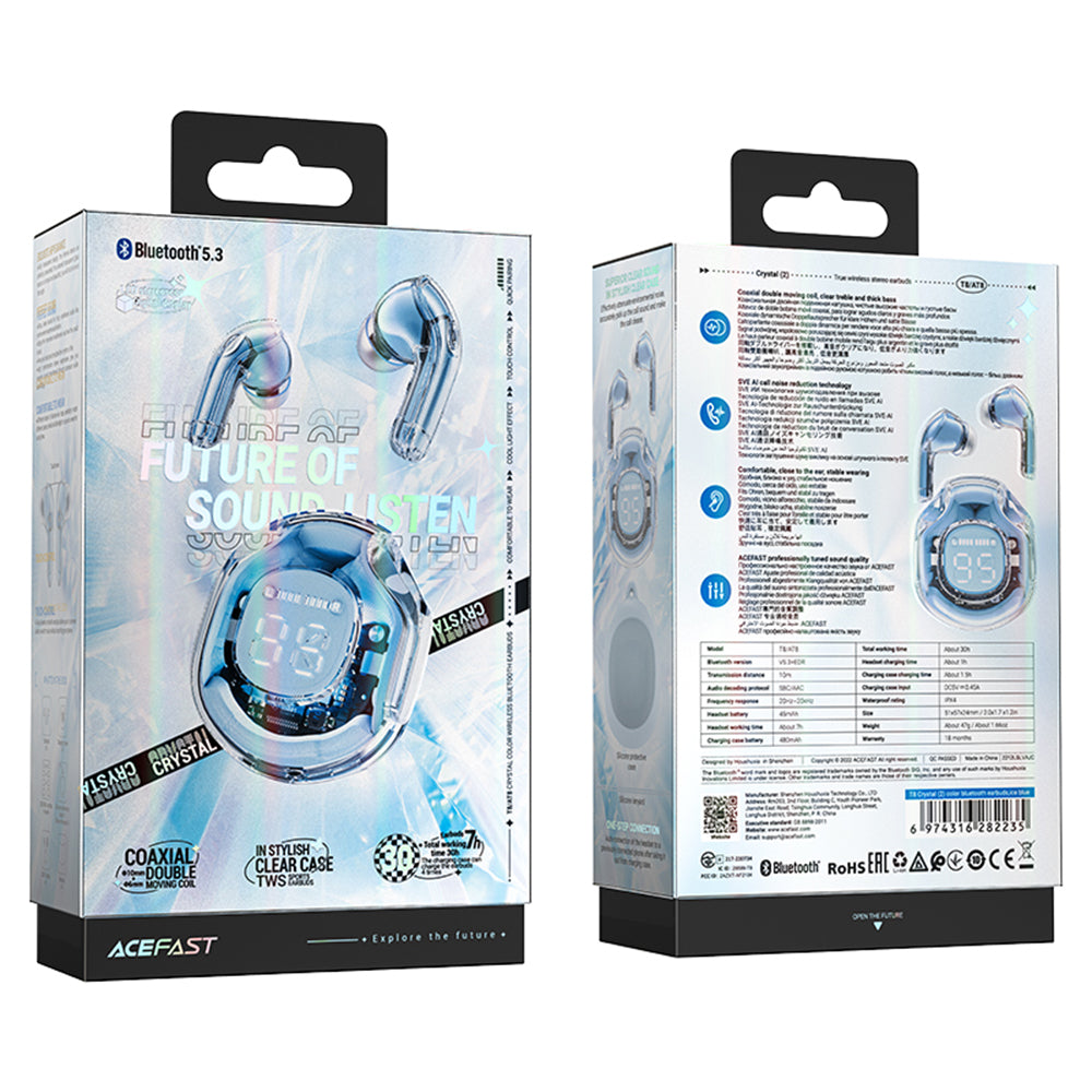 Kit mains libres Bluetooth Acefast T8, TWS, Bleu