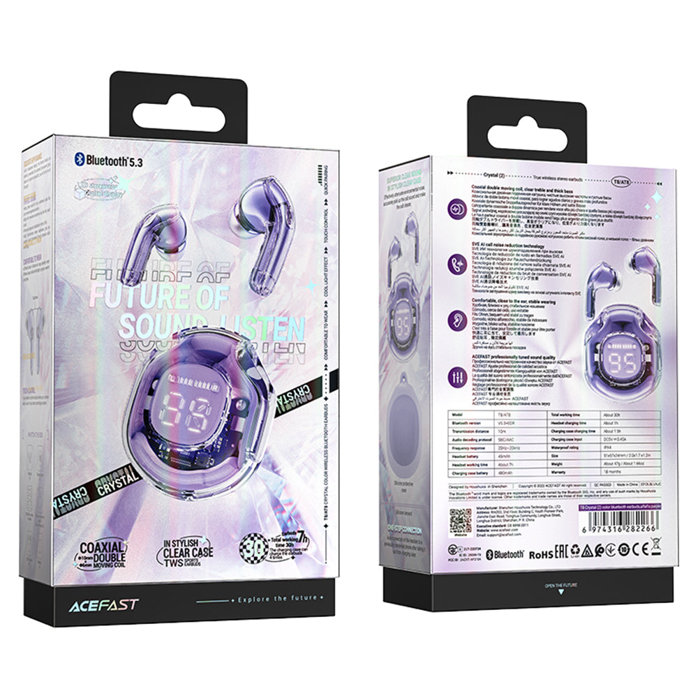 Écouteurs Bluetooth Acefast T8, TWS, Mauve