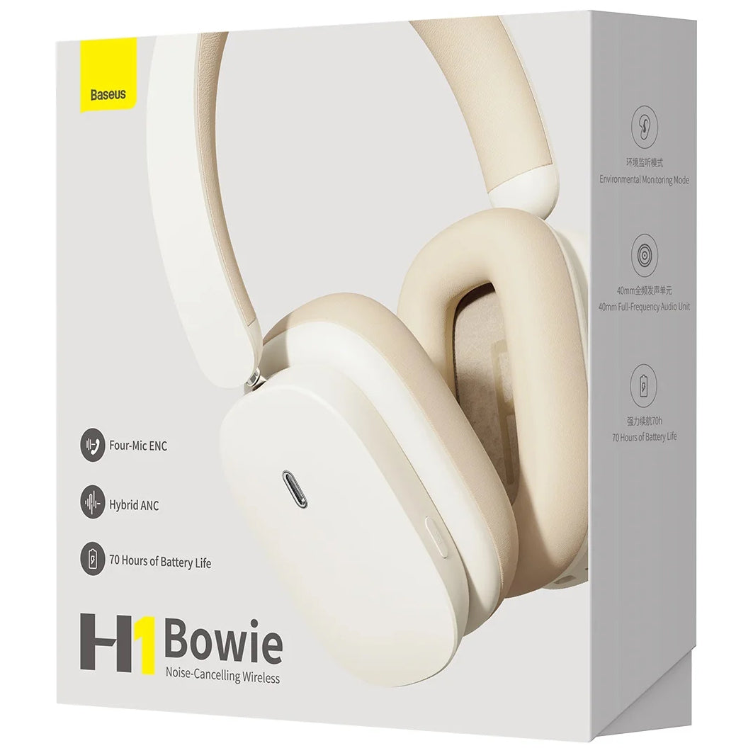 Handsfree Bluetooth Baseus Bowie H1, A2DP, ANC, Crème NGTW230202