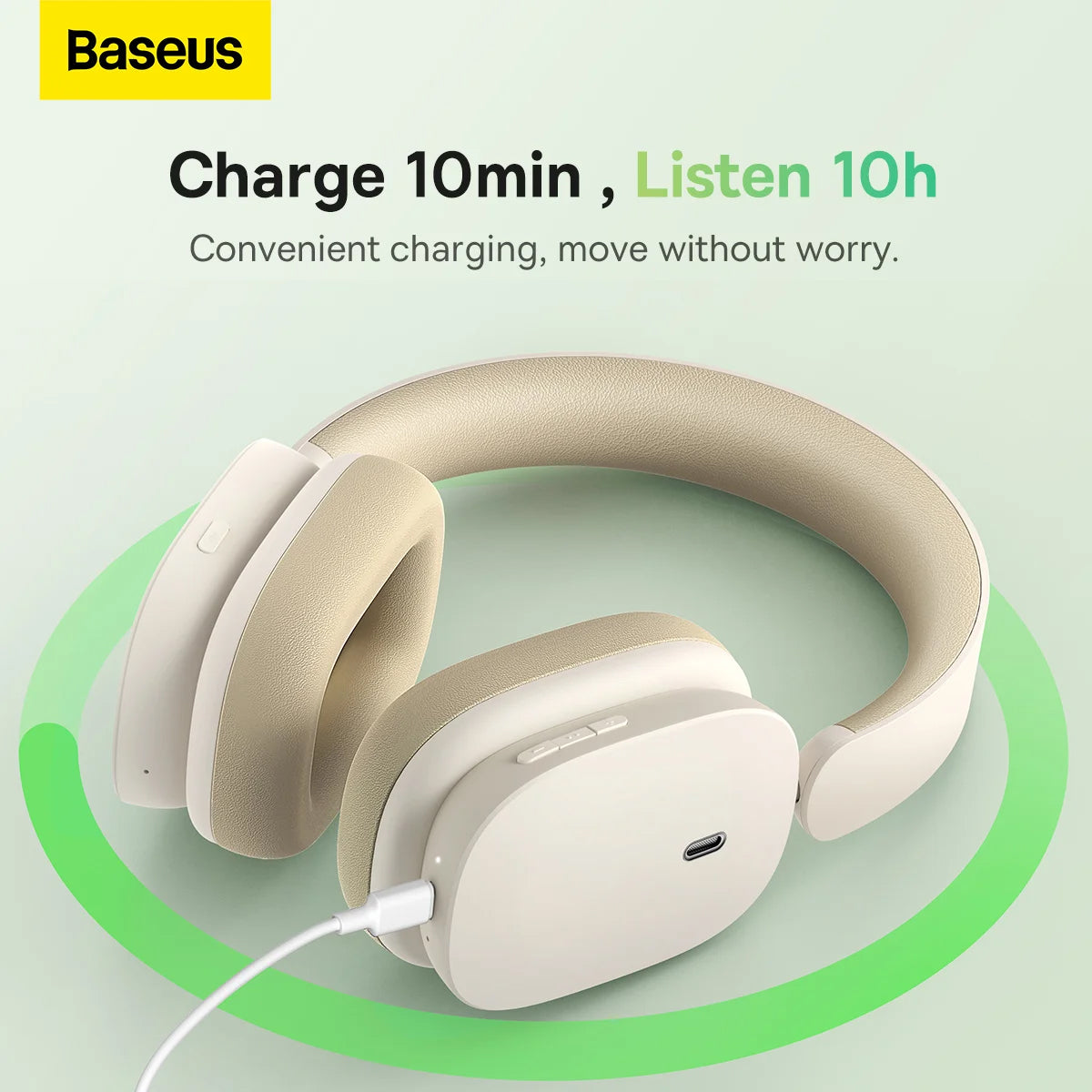 Handsfree Bluetooth Baseus Bowie H1, A2DP, ANC, Crème NGTW230202