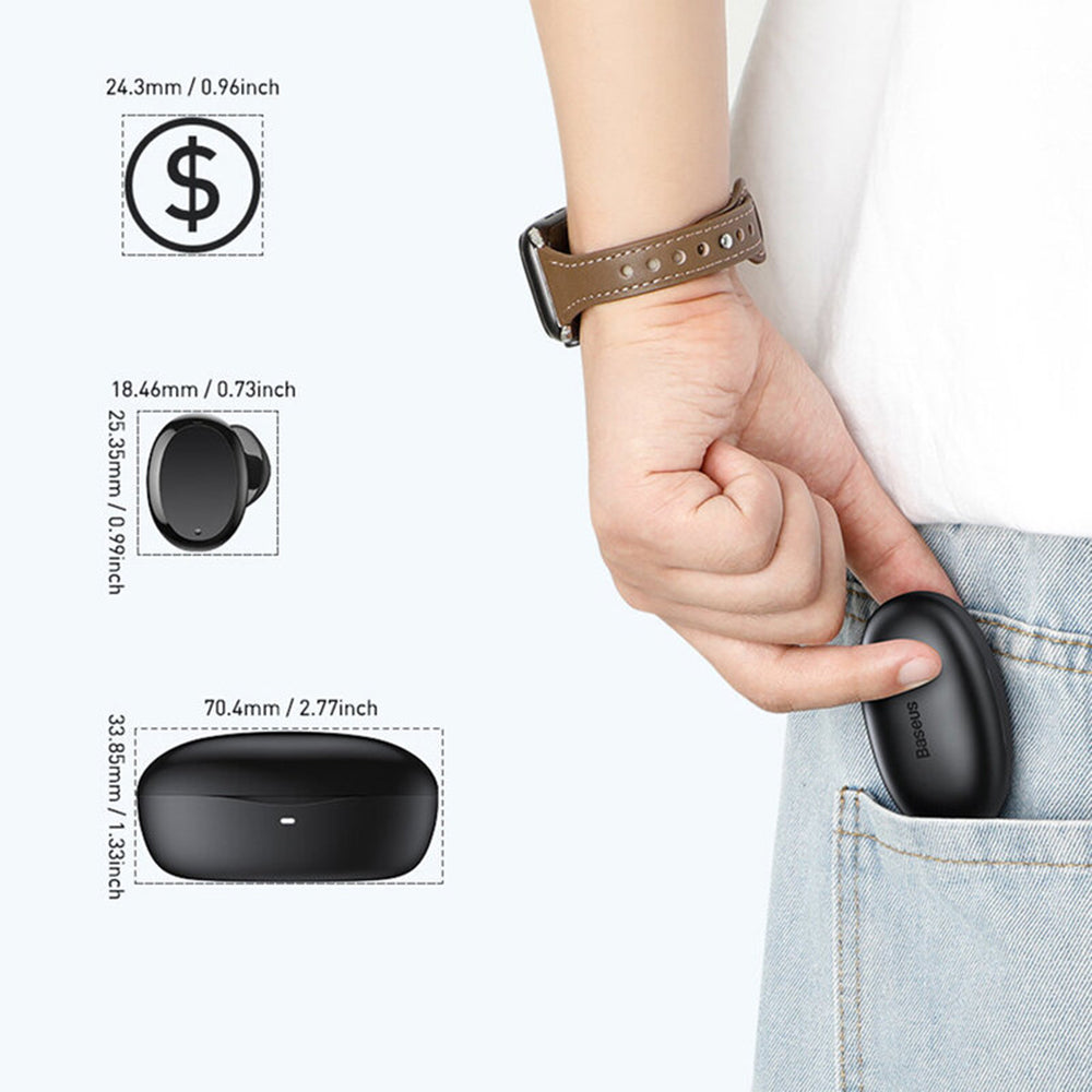 Kit mains libres Bluetooth Baseus Encok W11, TWS, Noir NGTW060001