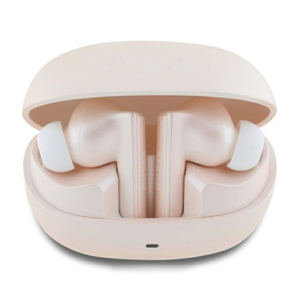 Handsfree Bluetooth Guess Capsule Logo Imprimé, TWS, ANC, Rose