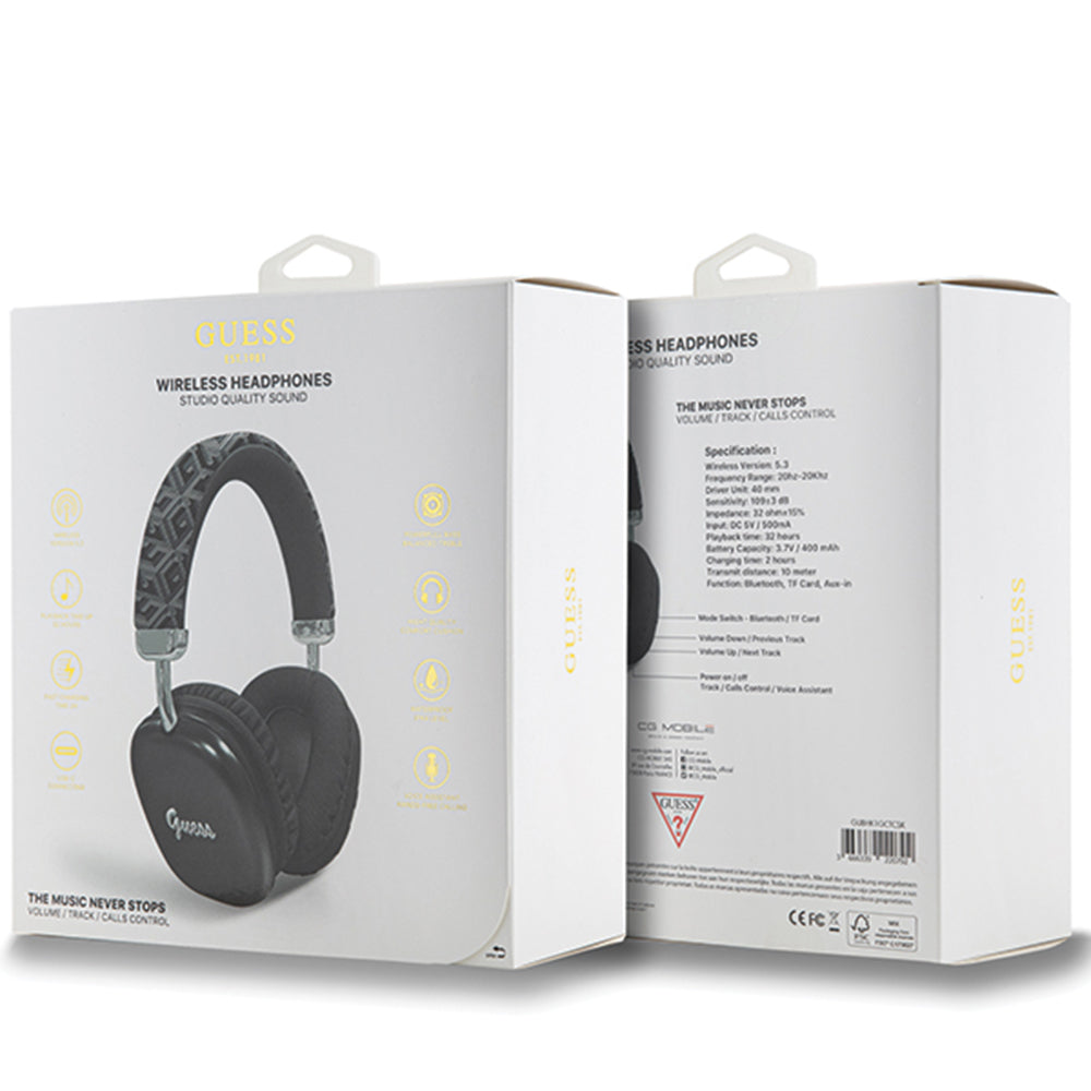 Handsfree Bluetooth Guess GCube Metallic Script Logo, A2DP, Schwarz