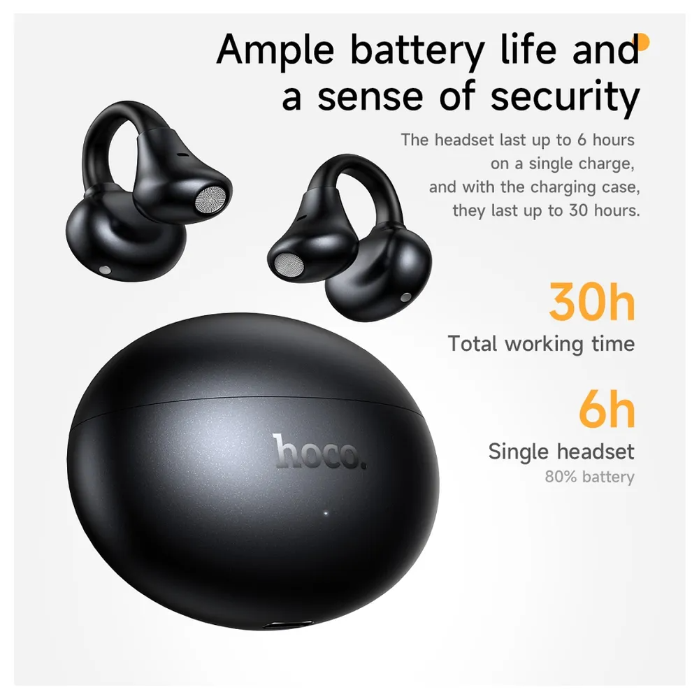 Kit mains libres Bluetooth HOCO EA8, TWS, Noir