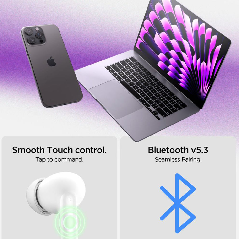 Kit mains libres Bluetooth Spigen SA2400, TWS, ANC, Blanc
