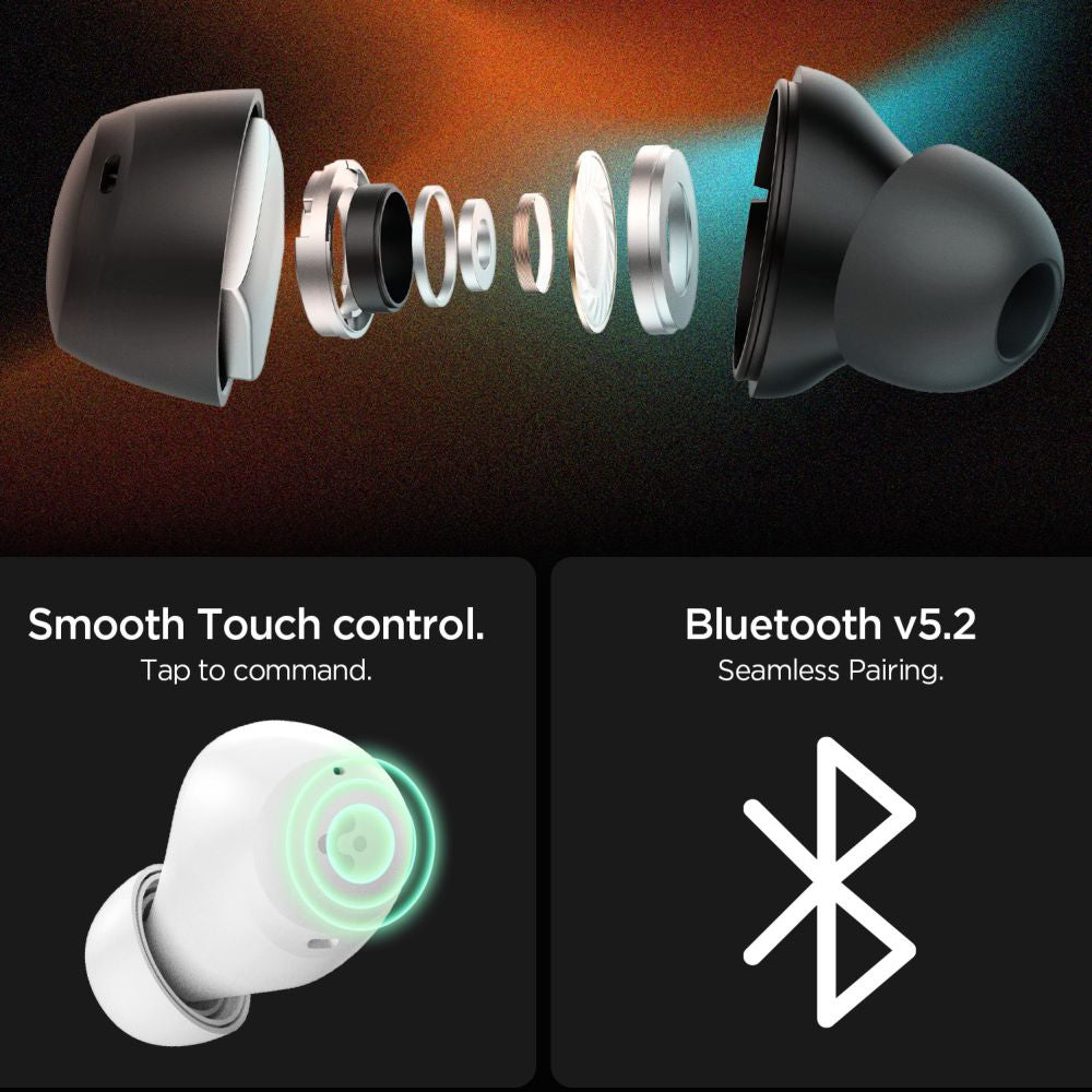 Handsfree Bluetooth Spigen SA2401, TWS, ANC, Blanc ASD07963