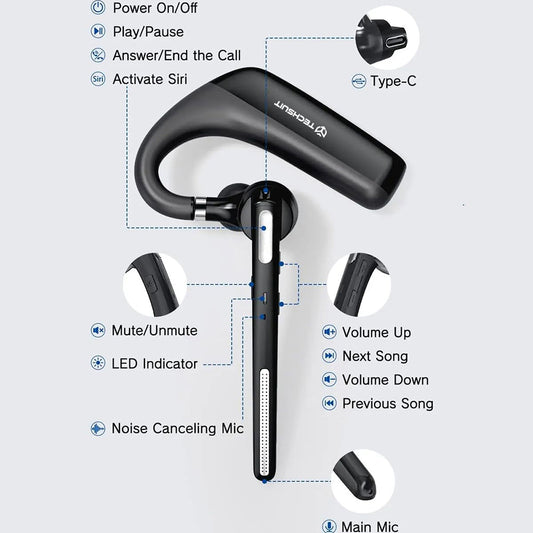Kit mains libres Bluetooth Techsuit PowerTalks G6, MultiPoint, A2DP, Noir