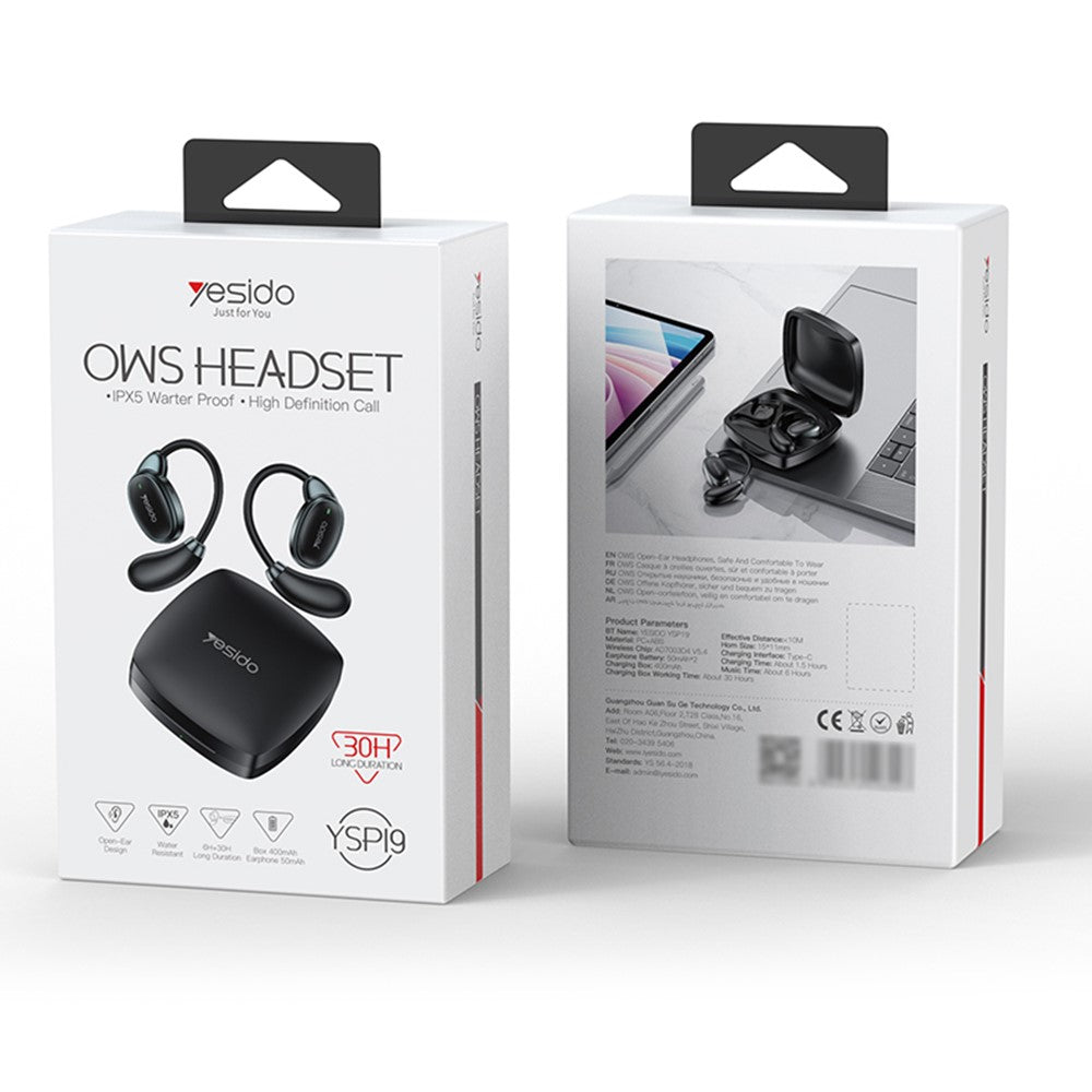 Kit mains libres Bluetooth Yesido YSP19 BL, TWS, Noir