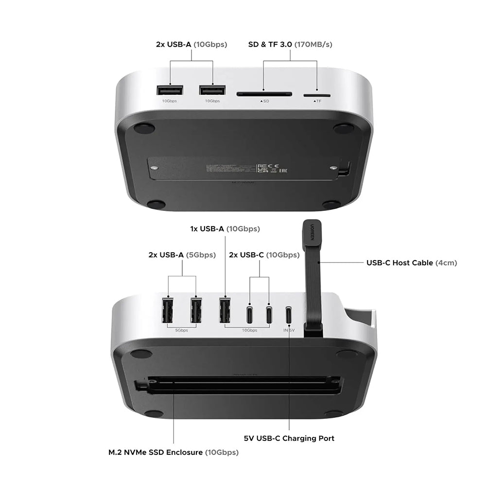 Multifunctionele Hub GREEN CM841 (65487) voor Apple Mac Mini M4, Zwart