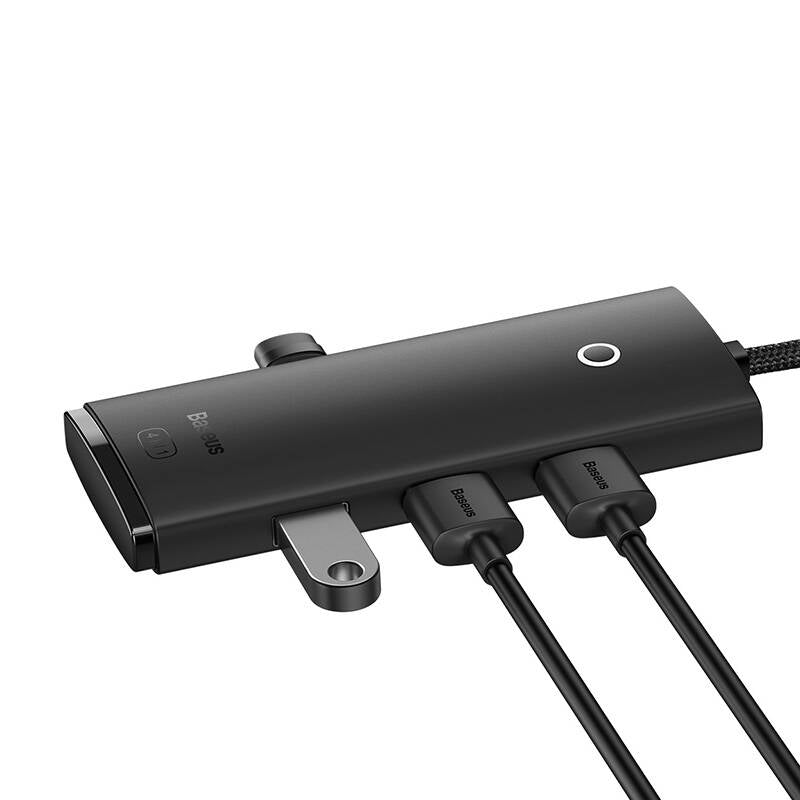 Baseus Lite USB Hub, 4 x USB-A 3.0 - 1 x USB-C, 0.25m, Black WKQXX030001