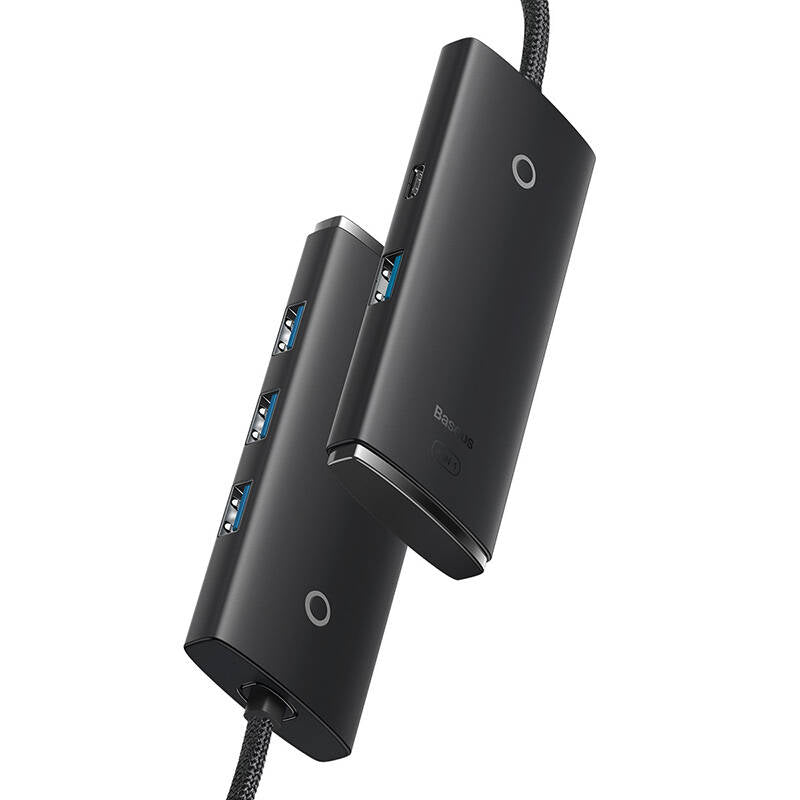 Baseus Lite USB Hub, 4 x USB-A 3.0 - 1 x USB-C, 0.25m, Black WKQXX030001