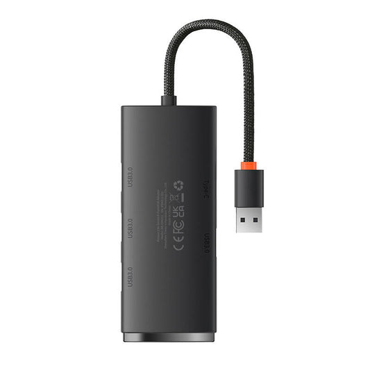 Baseus Lite Hub USB, 4 x USB-A 3.0 - 1 x USB-C, 0.25m, Noir WKQXX030001