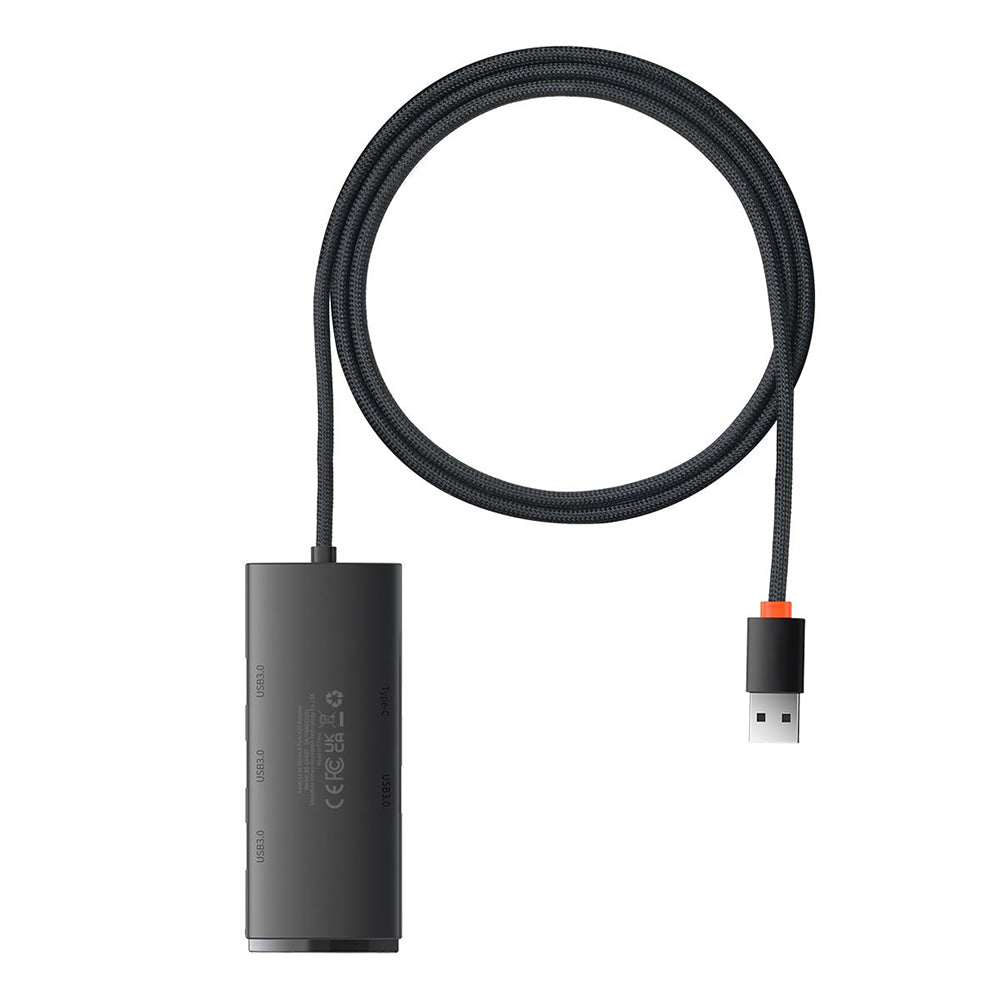 Hub USB Baseus Lite, 4 x USB-A 3.0 - 1 x USB-C, 1m, Zwart WKQX030101