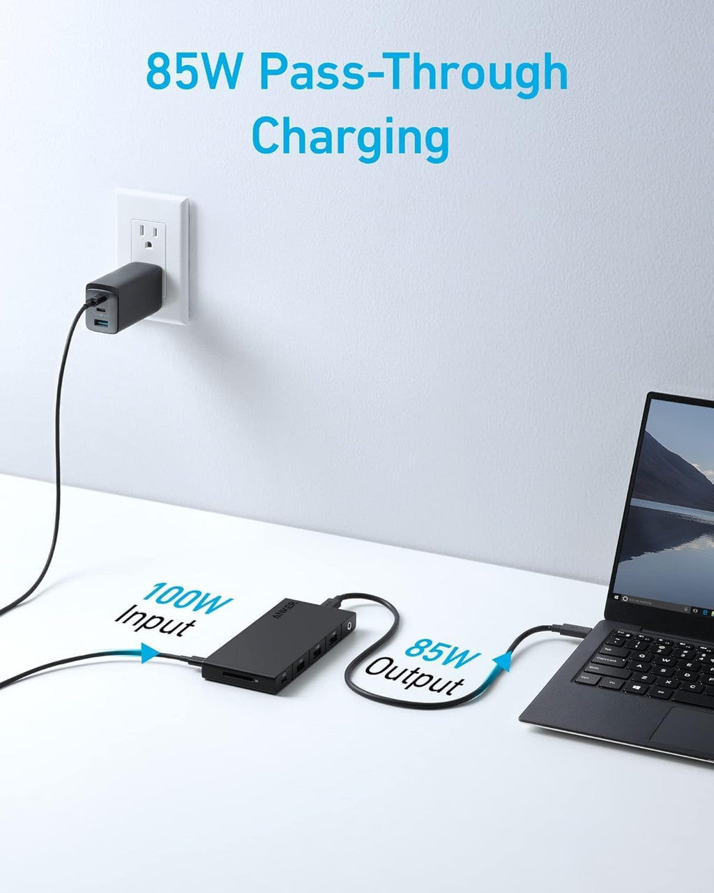 Hub USB-C Anker, 1 x USB-A 3.0 - 2 x USB-A - 3 x USB-C - 2 x HDMI - 1 x RJ45 - 1 x SD, Zwart A83A2G11