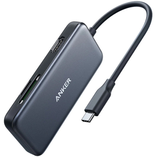 Hub USB-C Anker, 2 x USB-A 3.0 - 1 x HDMI - 1 x SD - 1 x microSD, Schwarz A8334HA1