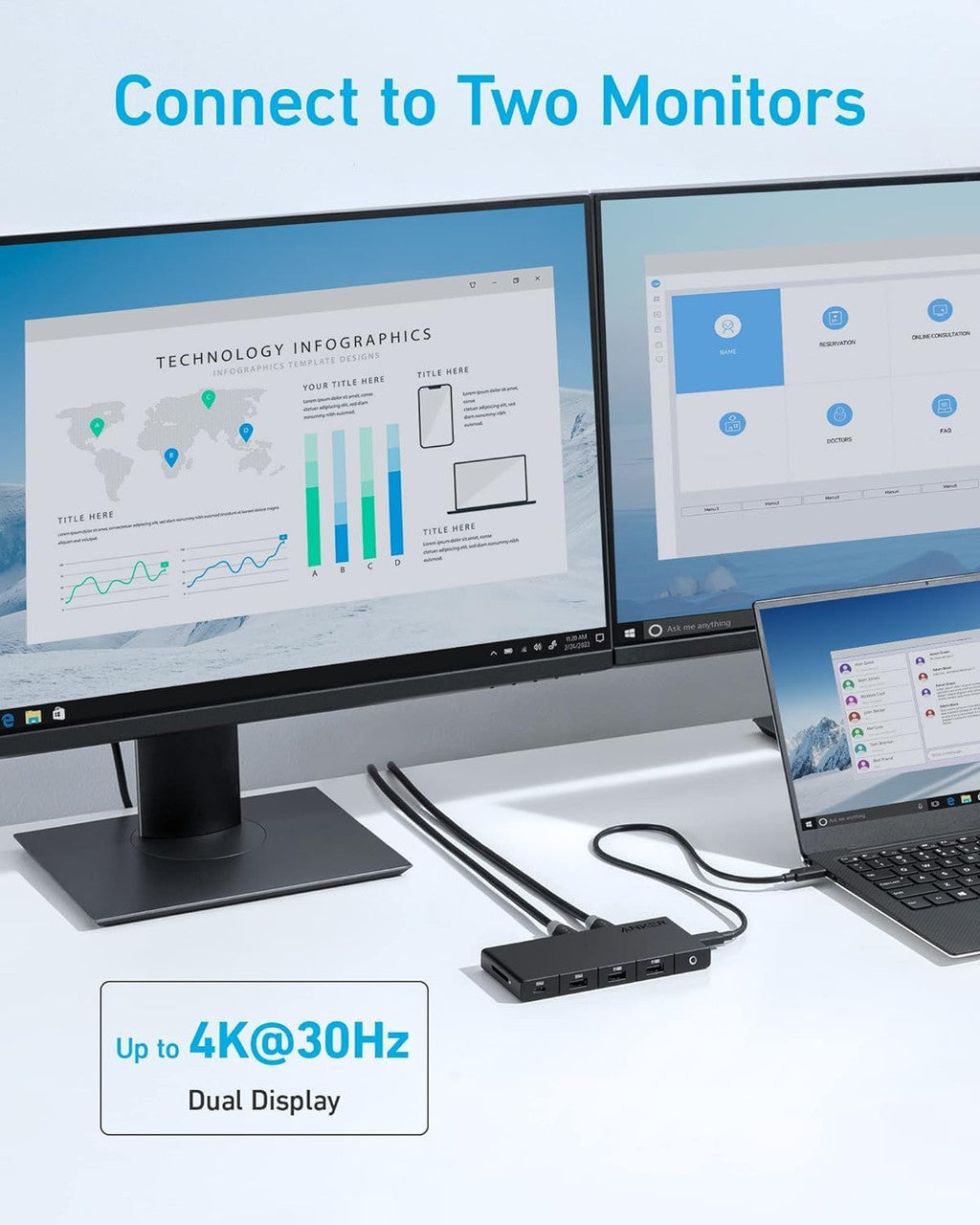 Hub USB-C Anker, 1 x USB-A 3.0 - 2 x USB-A - 3 x USB-C - 2 x HDMI - 1 x RJ45 - 1 x SD, Zwart A83A2G11