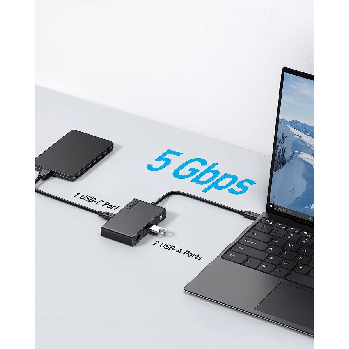 USB-C Hub Anker 332, 2 x USB-A - 2 x USB-C - 1 x HDMI, Zwart A8356G11