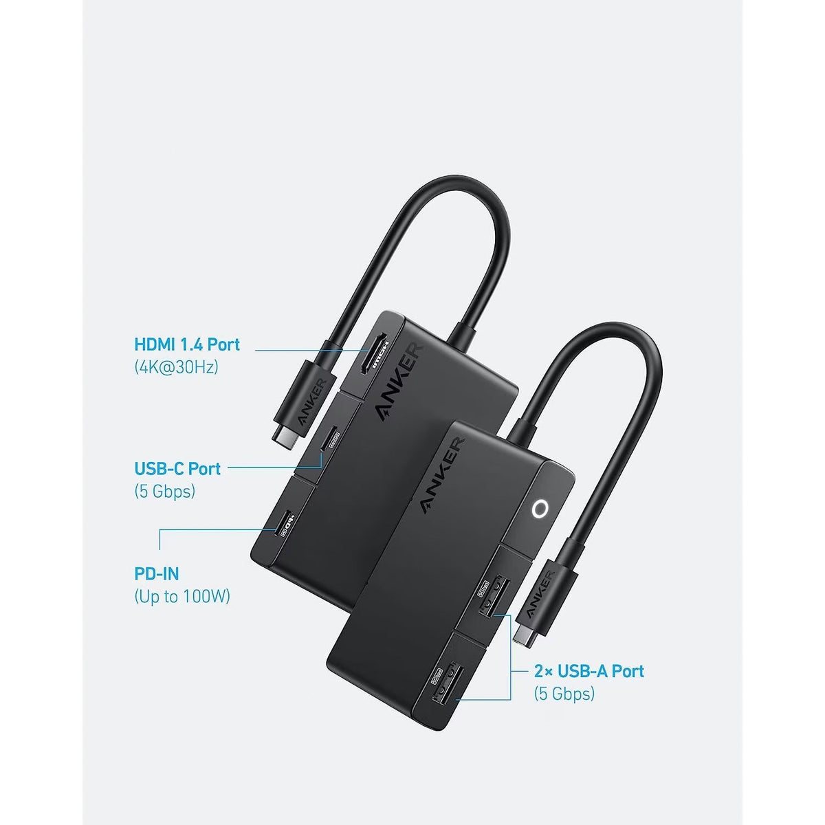 USB-C Hub Anker 332, 2 x USB-A - 2 x USB-C - 1 x HDMI, Zwart A8356G11