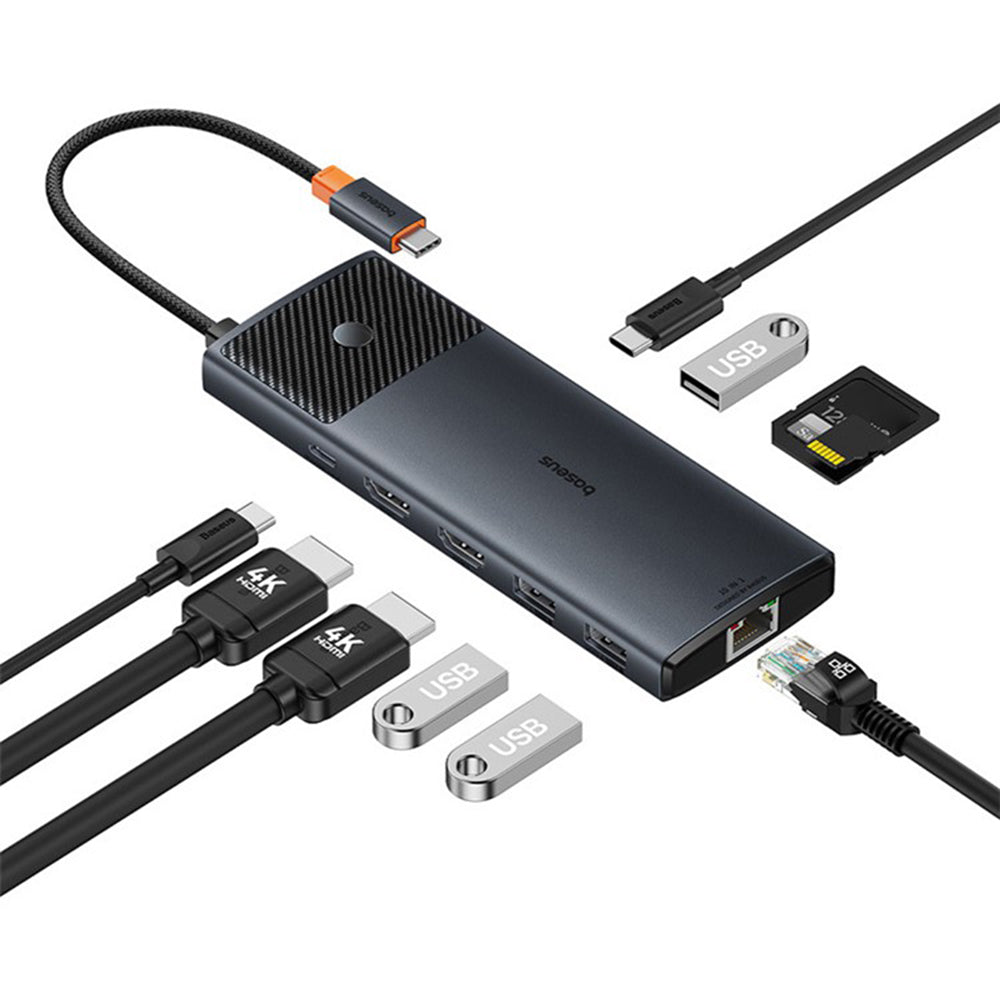Hub USB-C Baseus Gleam II, 10in1, Zwart B0114200