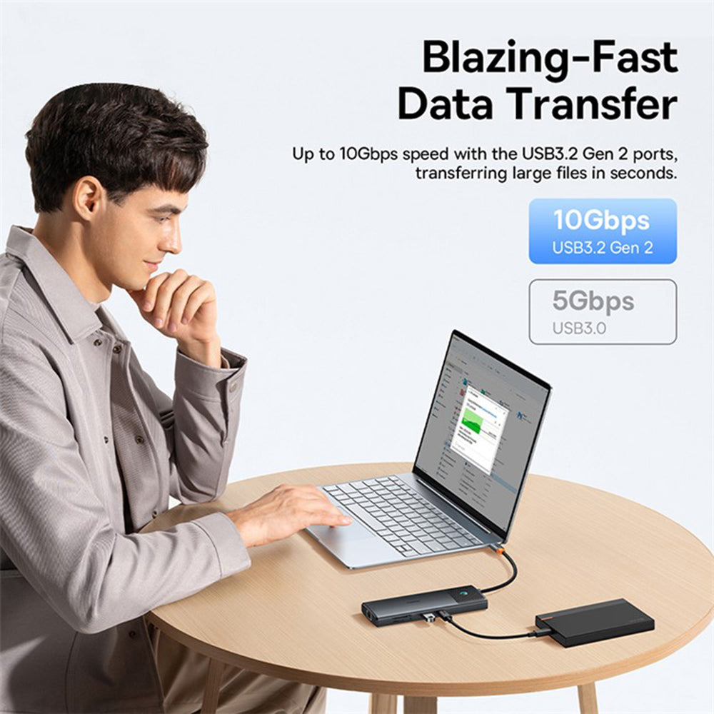 Hub USB-C Baseus Gleam II, 10in1, Zwart B0114200