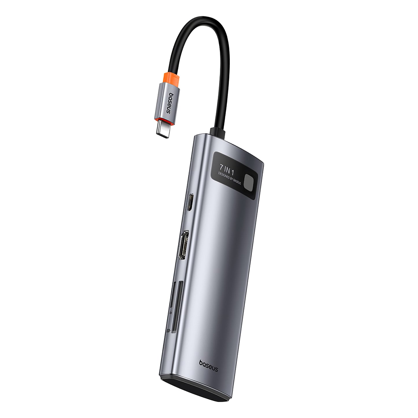 Baseus Joystar USB-C Hub, 3 x USB-A 3.0 - 1 x USB-C - 1 x HDMI - 1 x SD - 1 x microSD, Zilver B0003070881111-00
