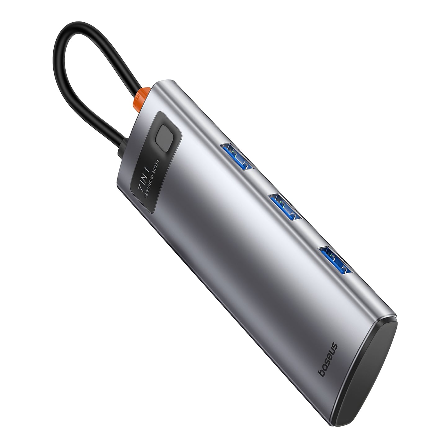 Baseus Joystar USB-C Hub, 3 x USB-A 3.0 - 1 x USB-C - 1 x HDMI - 1 x SD - 1 x microSD, Zilver B0003070881111-00