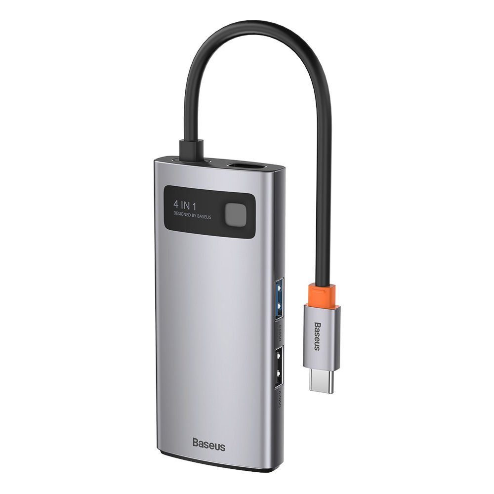 Hub USB-C Baseus Metal Gleam, 2 x USB-A - 1 x USB-C - 1 x HDMI, Grau Wiederverpackt CAHUB-CY0G